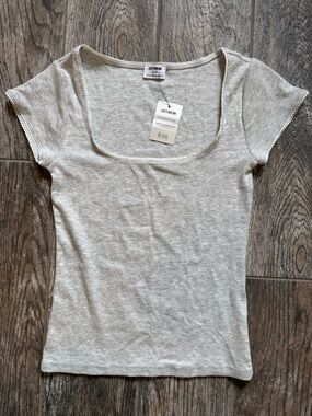 Cotton On Light Heather Gray Scoop Neck Short Sleeve Top